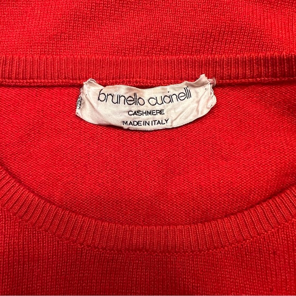 Vintage Brunello Cucinelli Italian Cashmere Wool and Silk Crew Neck Sweater Red - Picture 4 of 7